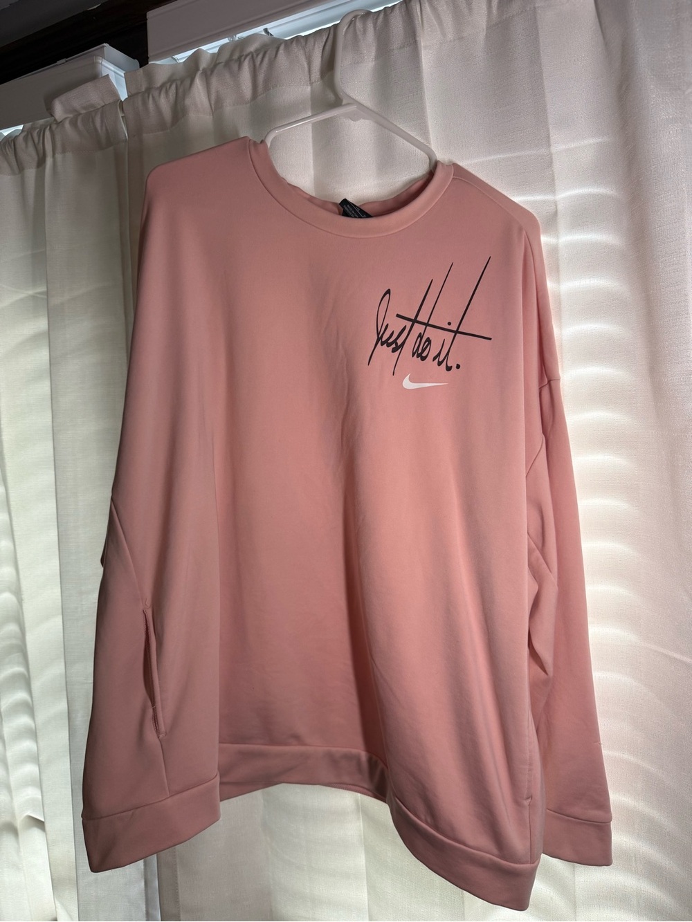 Nike Pink Crewneck Sweatshirt with 'Just Do It.' Graphic